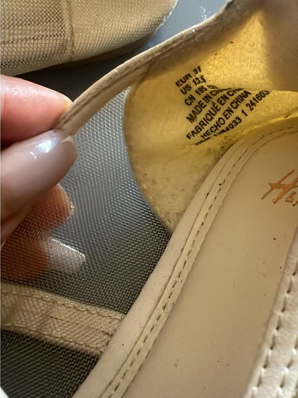 H&M Beige Mesh Mary Jane Flats with Strap